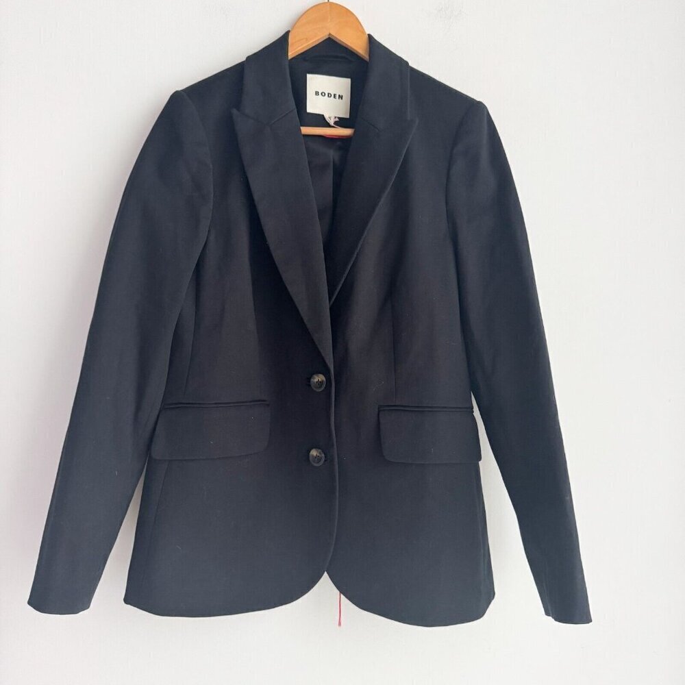 Boden Black Classic Tow Button Cotton Blazer 8R - Picture 2 of 6